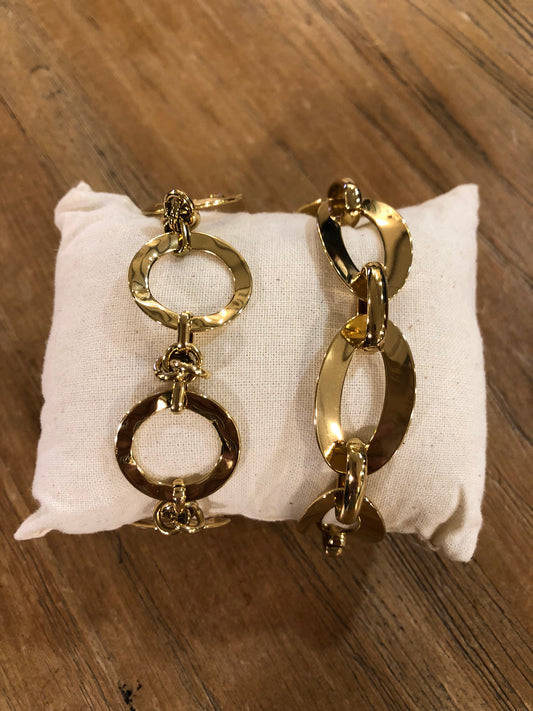 Pulsera dorada piezas acero diferentes formas DONDOLA