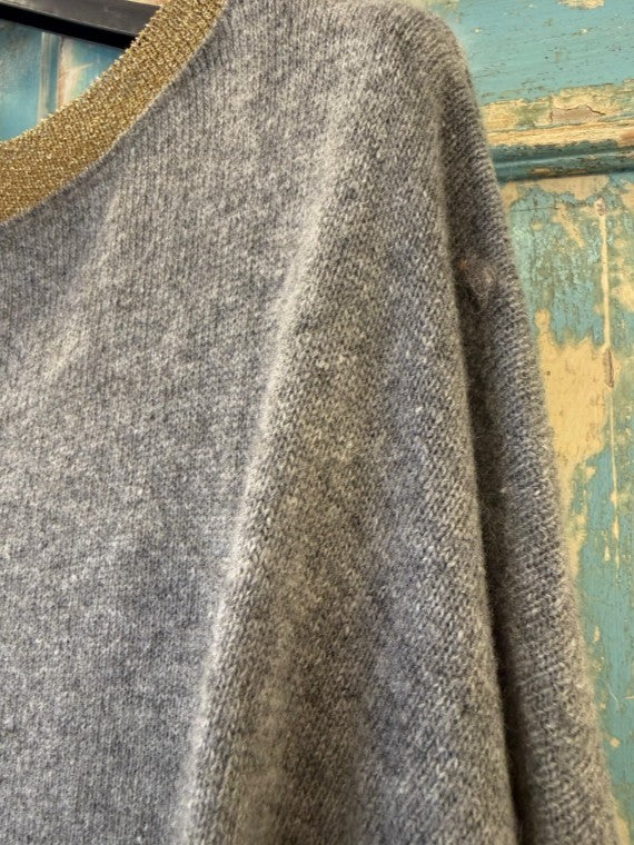 Jersey Liso Ribete Lurex Dorado