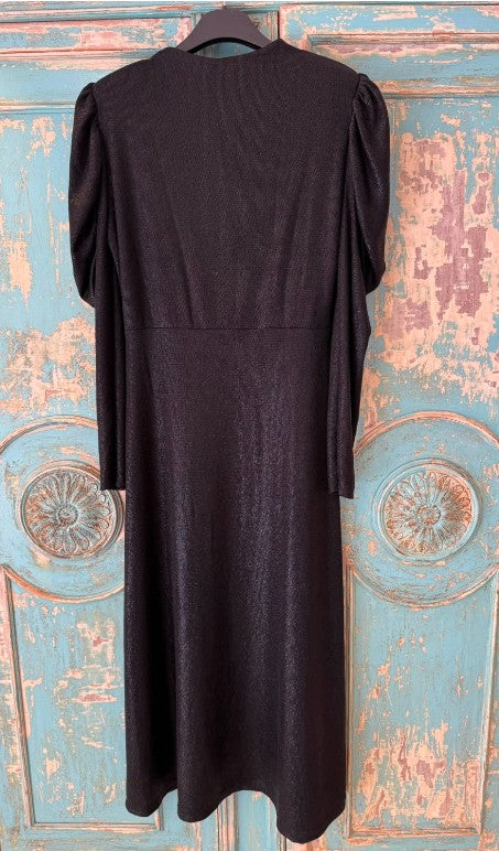 Vestido Negro Lurex Mangas Abullonadas