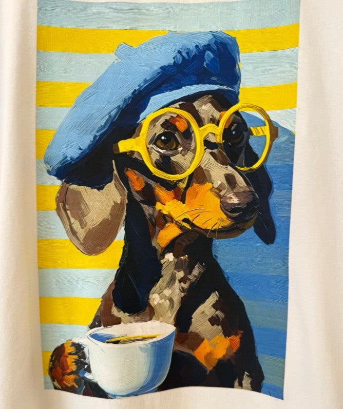 Camiseta teckel rayas París