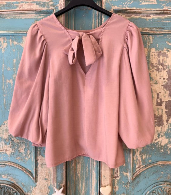 Blusa rosa lazo trasero