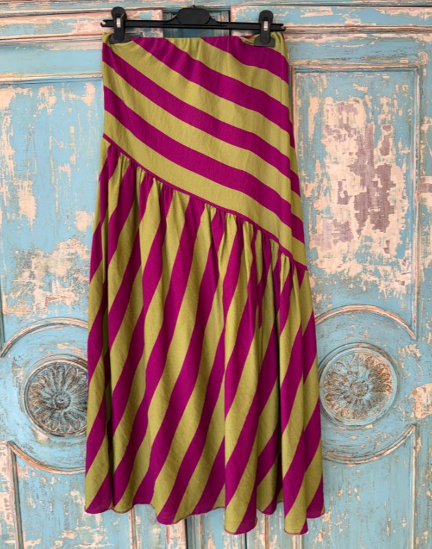Falda rayas pistacho/fucsia