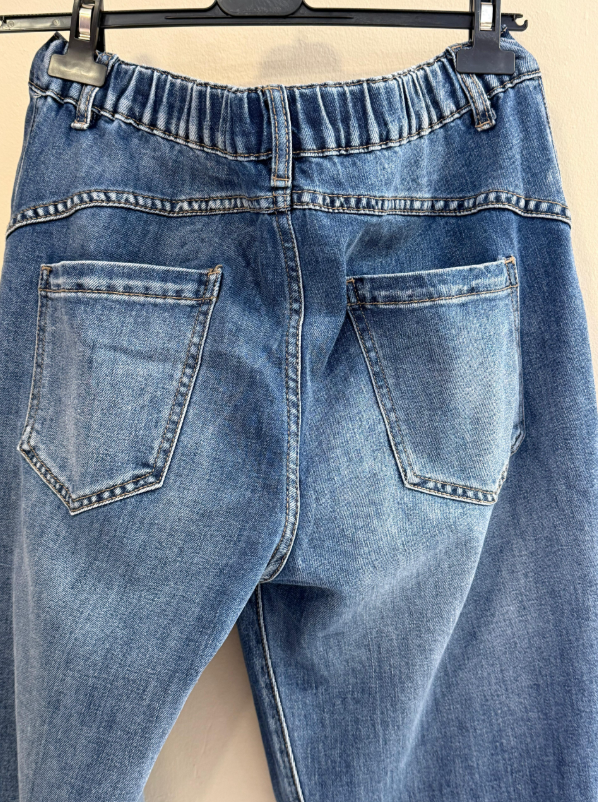 Pantalón Denim Botón Cruzado