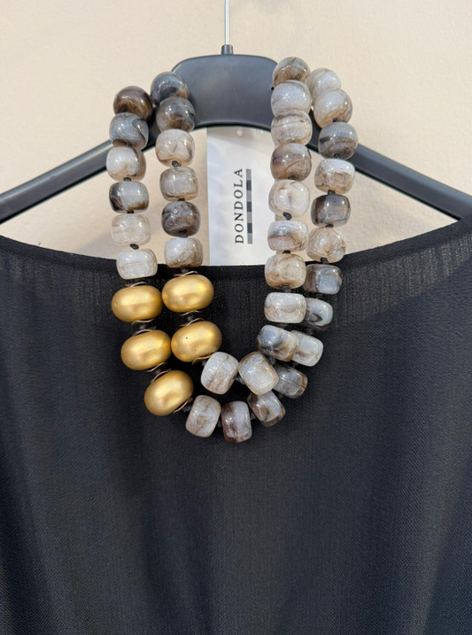 Collar Doble Vuelta Combi Dorado