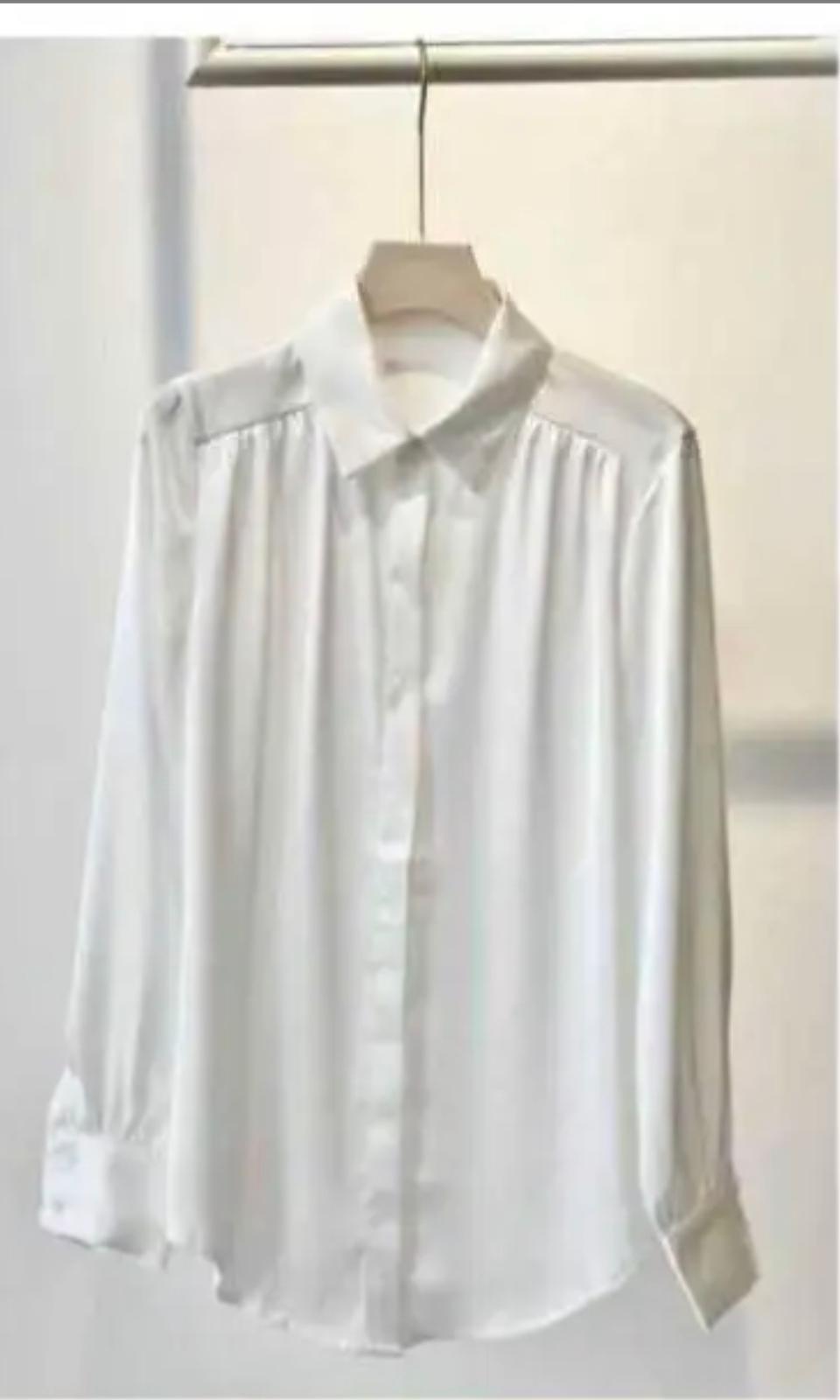 Camisa Pliegues Canesú Manga Larga