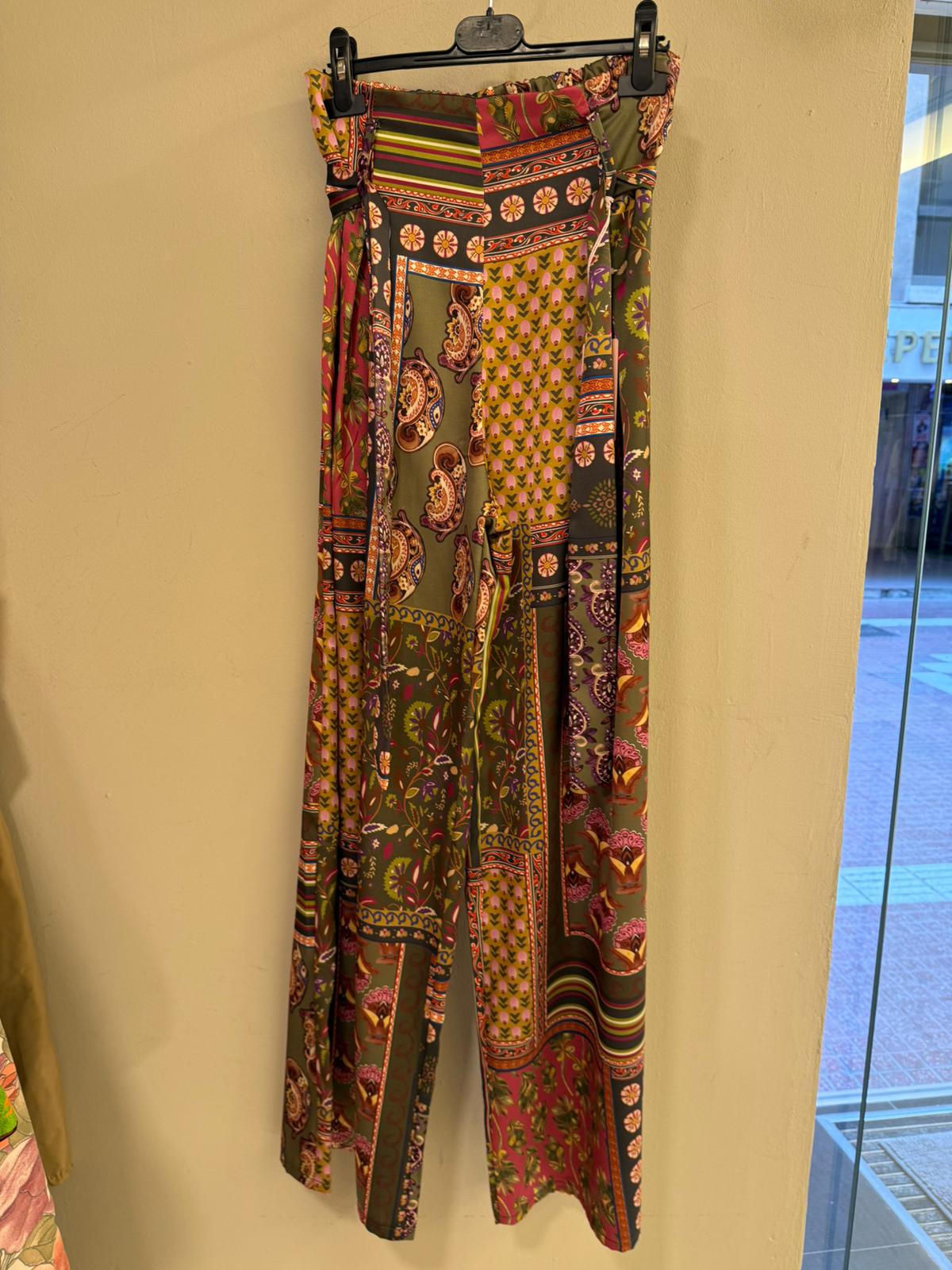 Pantalón Wide Leg Patchwork Paisley Multicolor