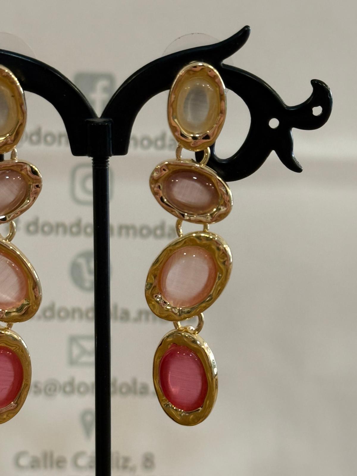 Pendientes Largos Piedras Ovaladas