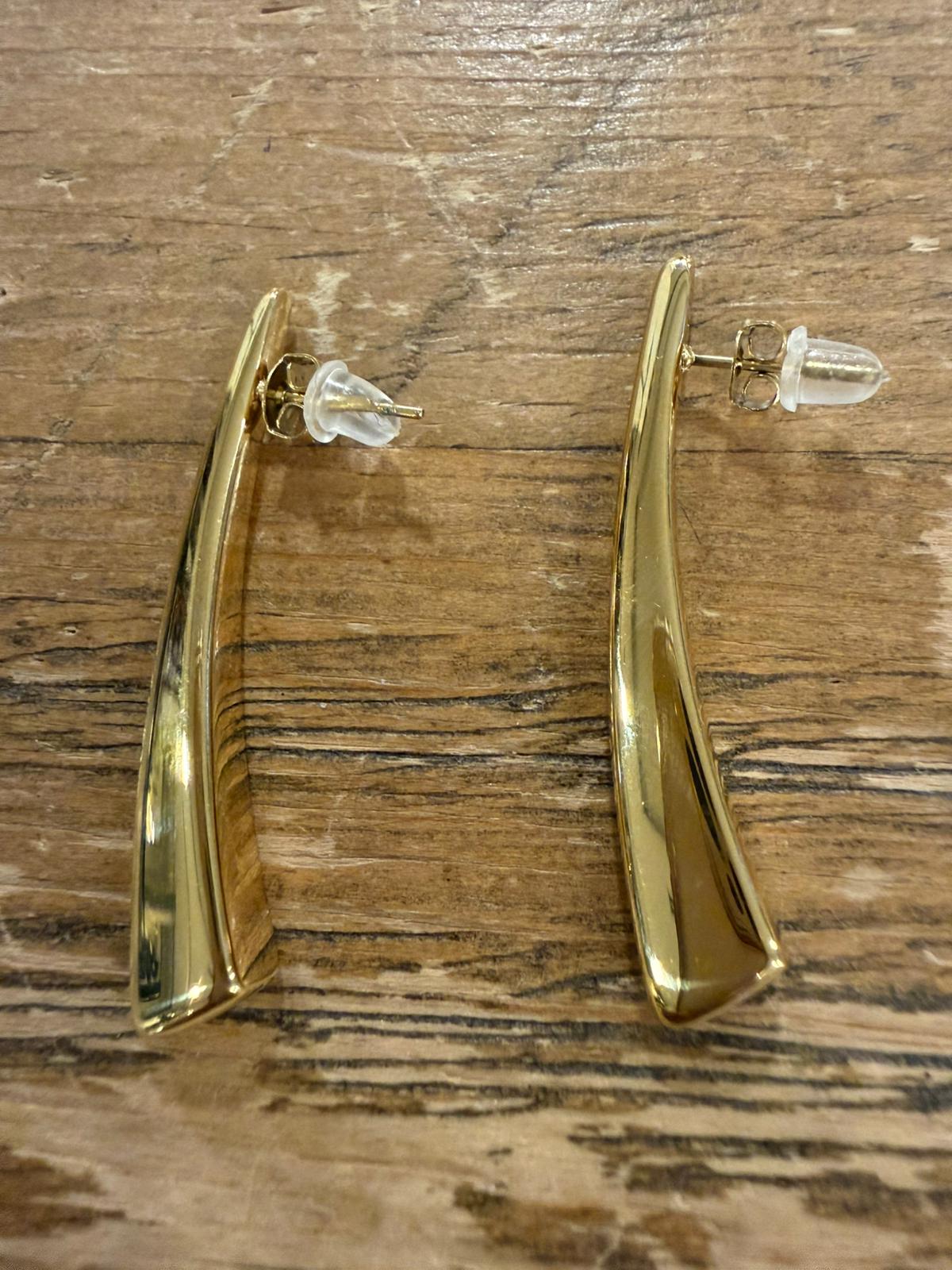 Pendiente Alargado Dorado Acero