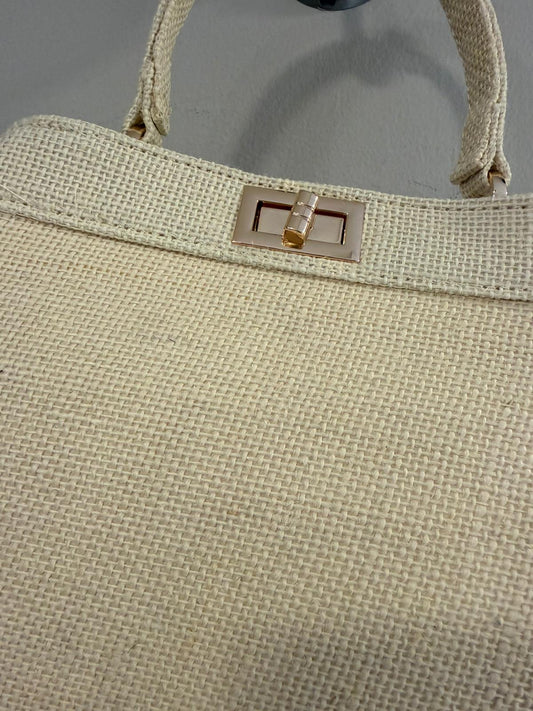 Bolso Rafia Natural Doble Compartimento