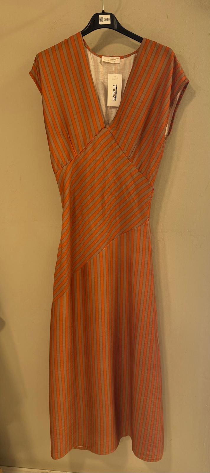 Vestido Rayas Escote Pico con Pieza Cruzada