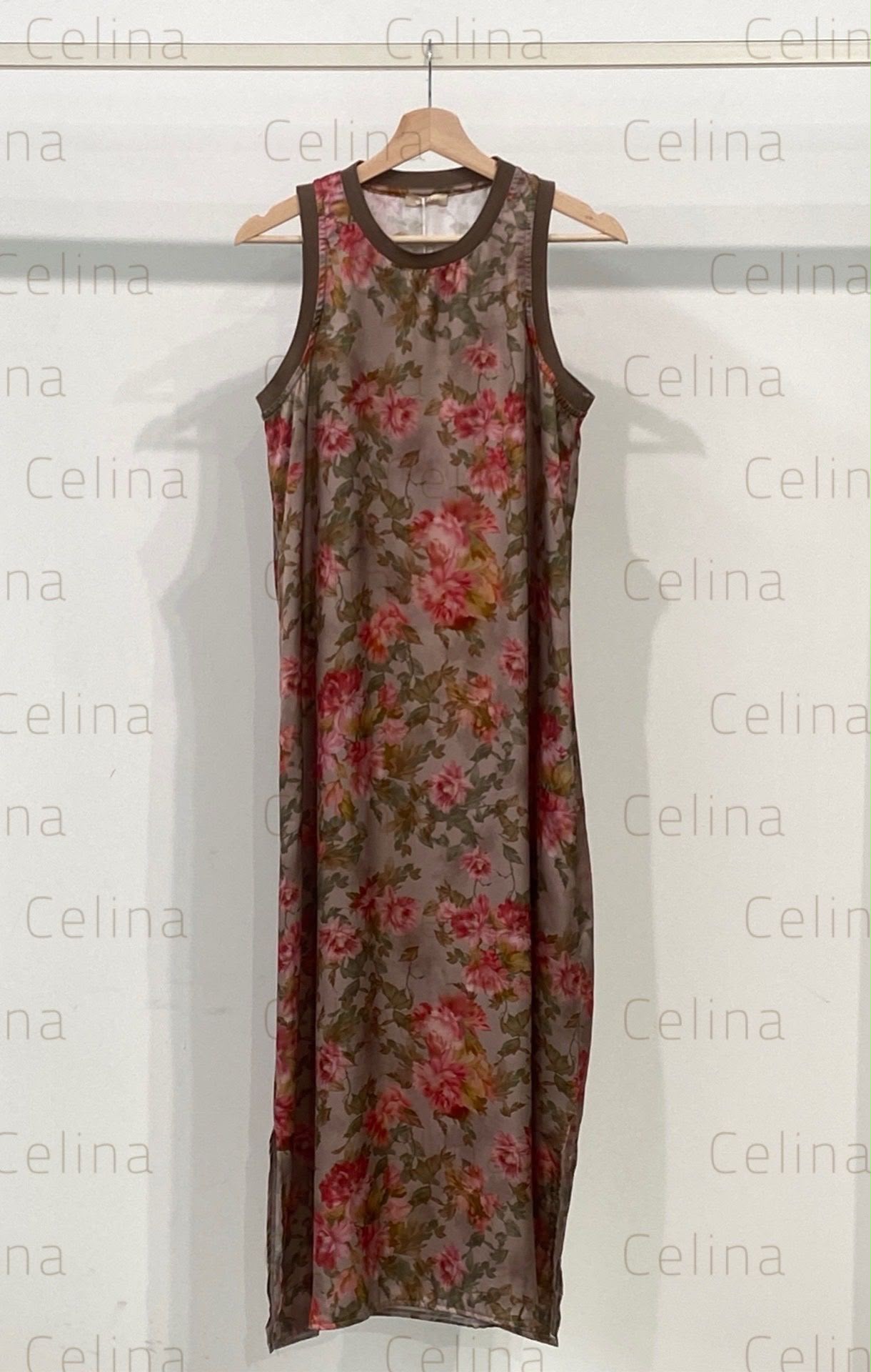 Vestido Satinado estampado Cretona