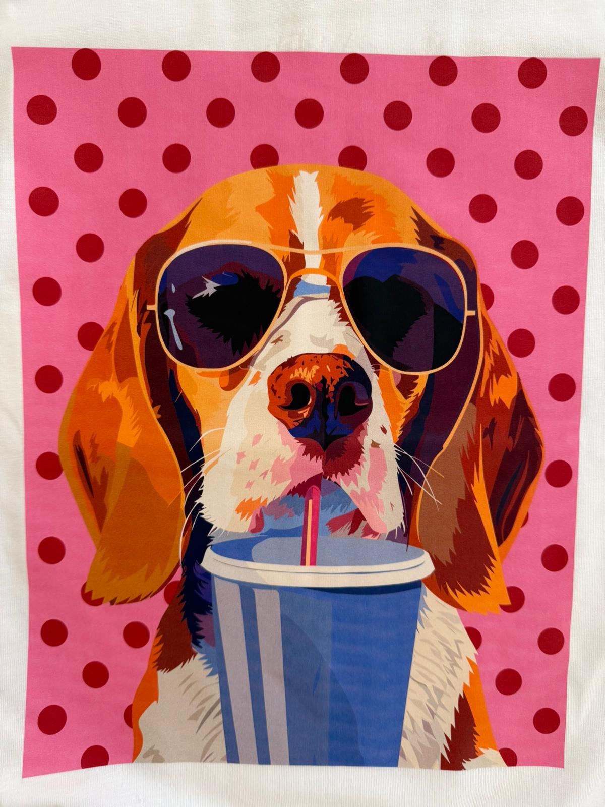 Camiseta basset refresco topos