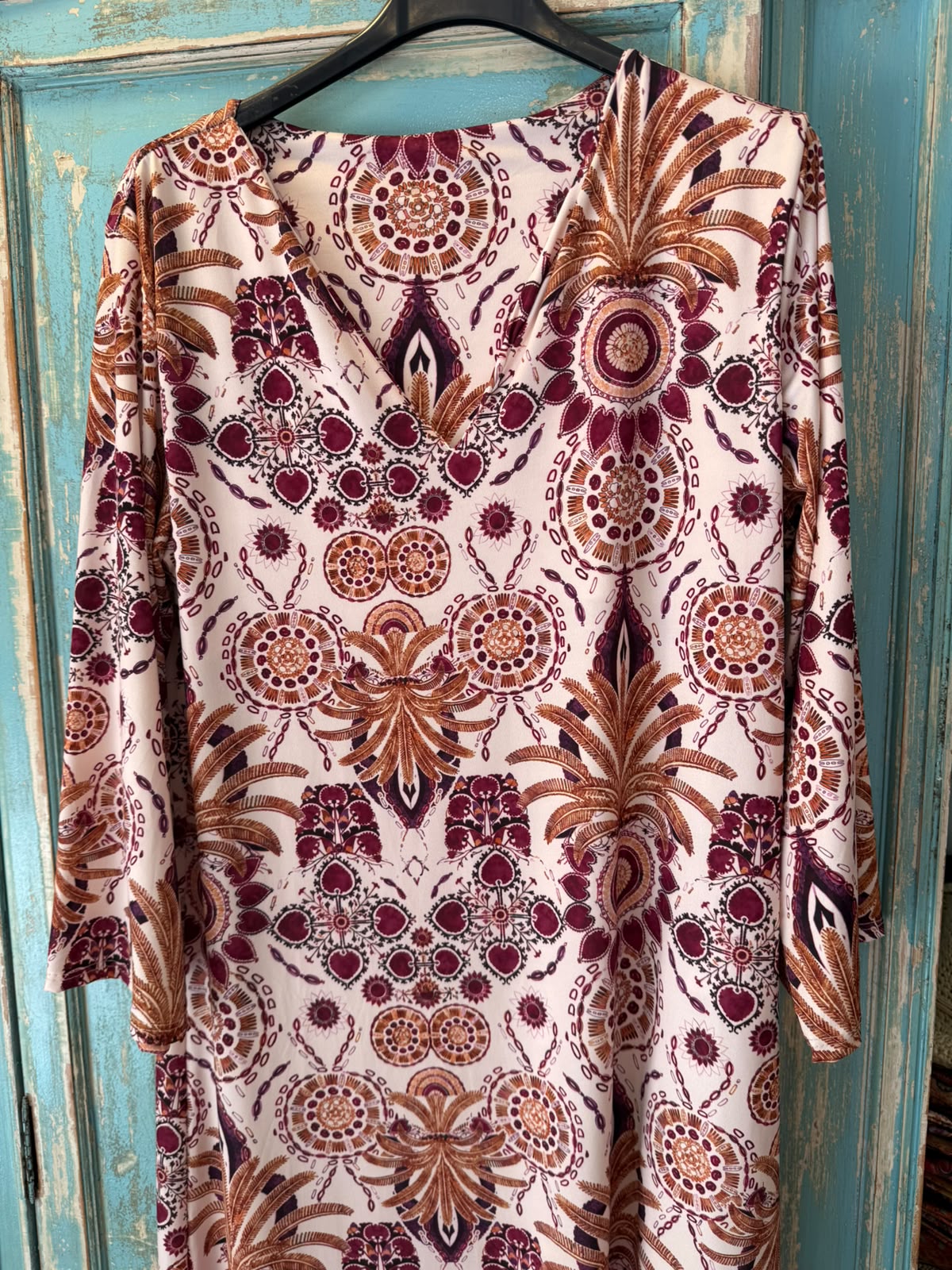 Vestido caftán punto seda tribal