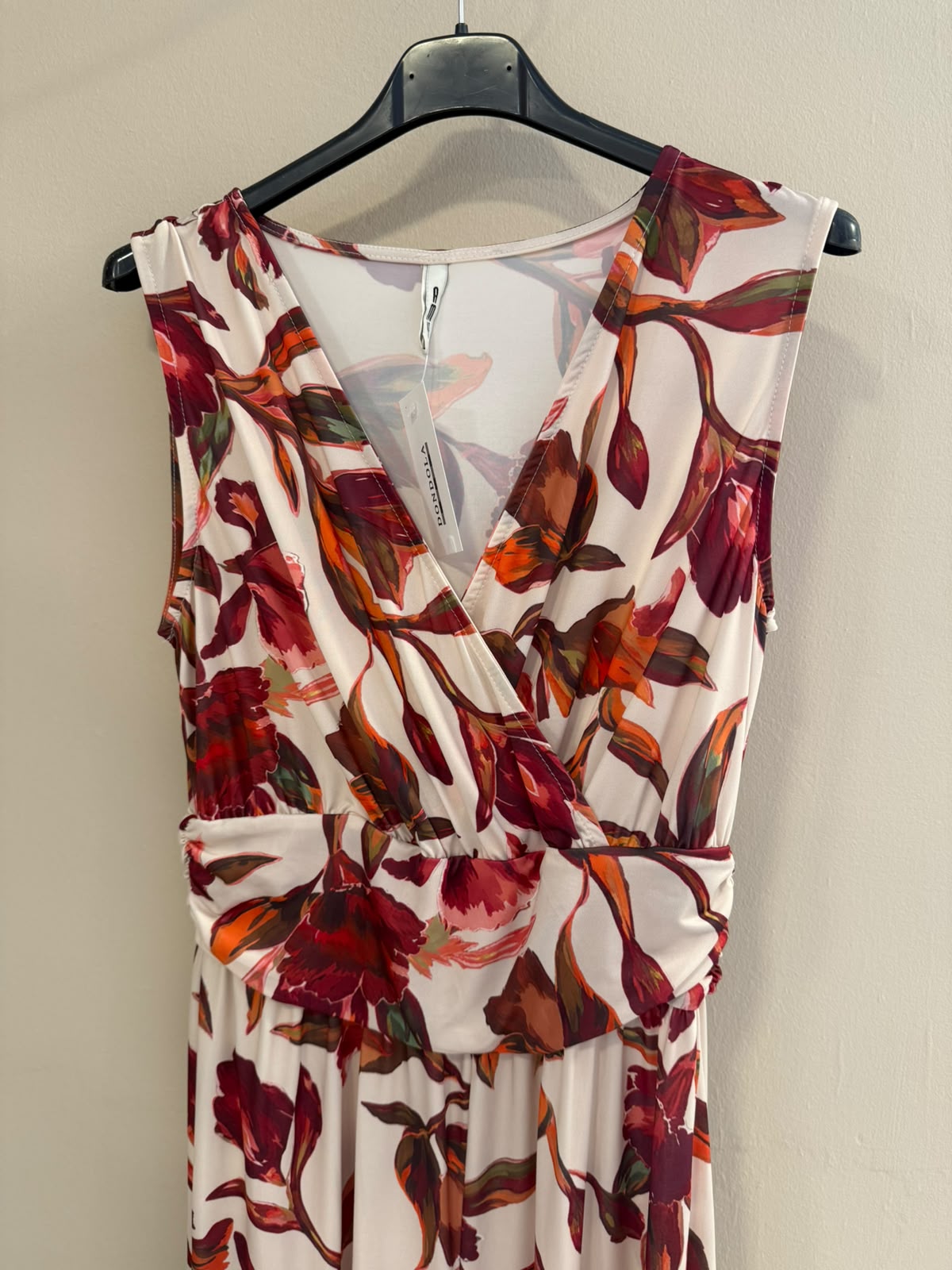 Mono drapeado cintura floral seda fría