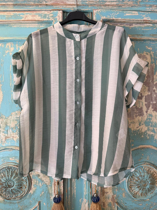 Camisa a Rayas Manga Corta