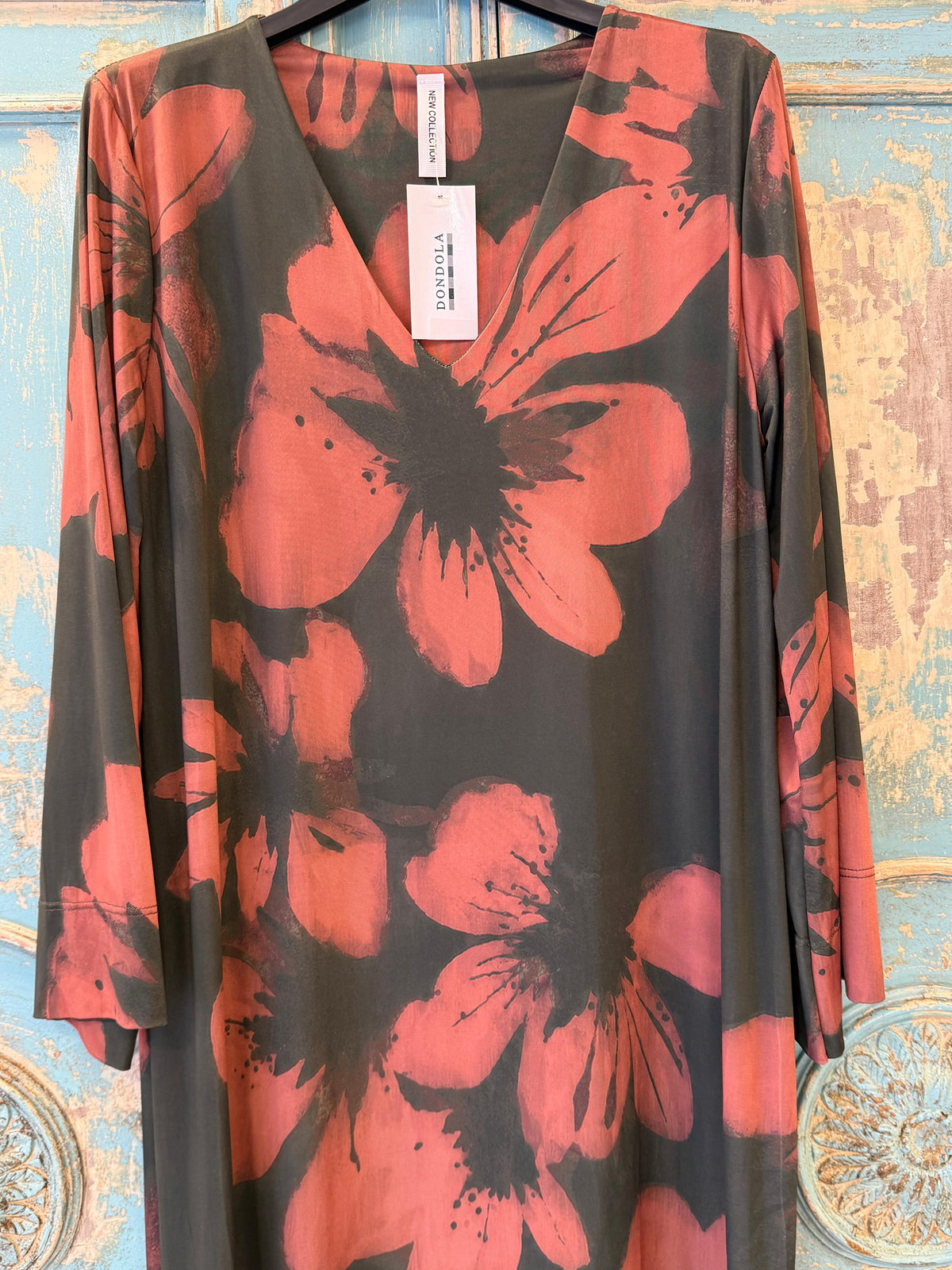 Vestido Seda Fría Manga Campana