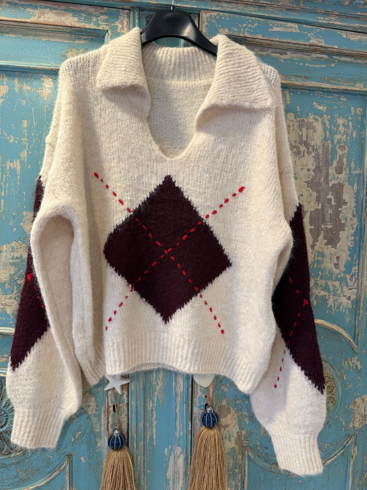 Jersey de Rombos cuello polo con escote en V