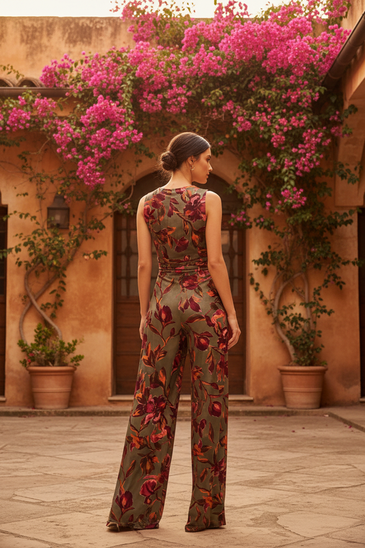 Mono beige floral - espalda patio
