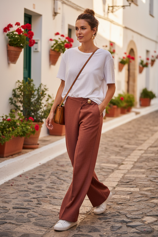 Pantalón Cruzado - Look Casual Teja