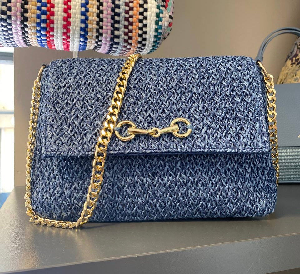 Bolso cartera fibra natural hebilla dorada DONDOLA