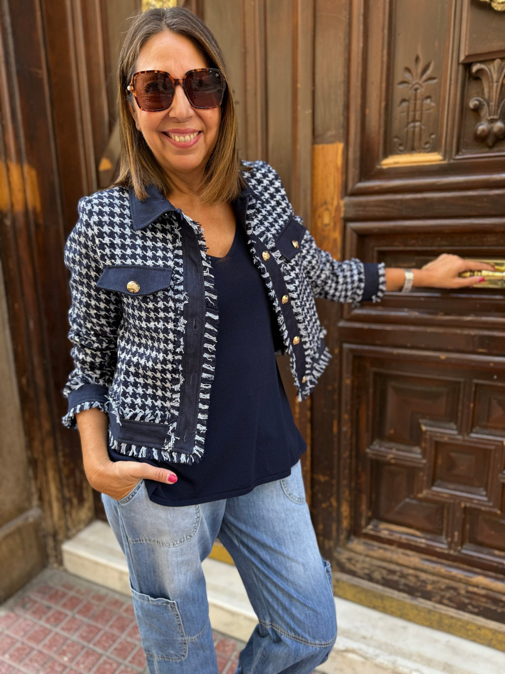 Chaqueta tweed pata de gallo marino DONDOLA