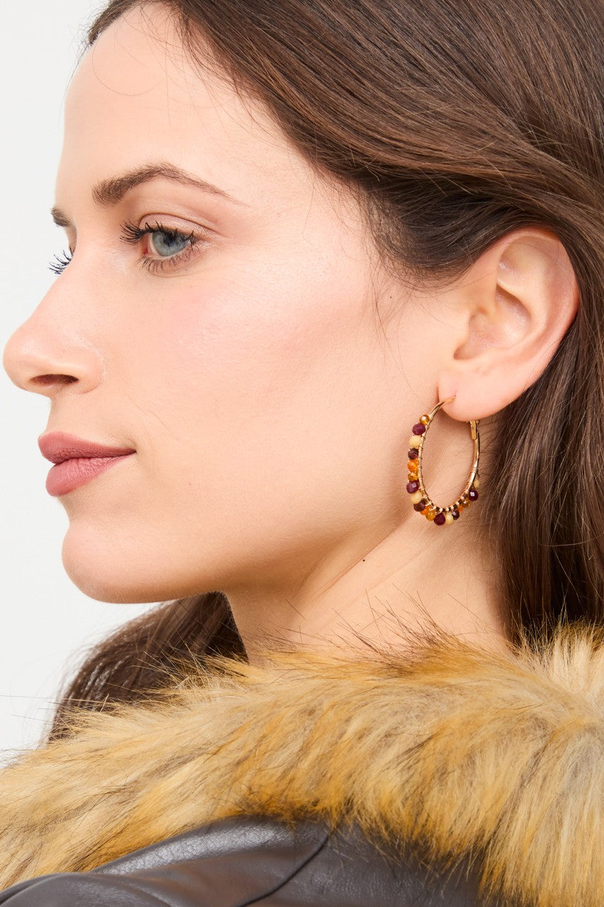 Pendientes de aro cuentas tonos tierra “PM.MARA” NEKANE