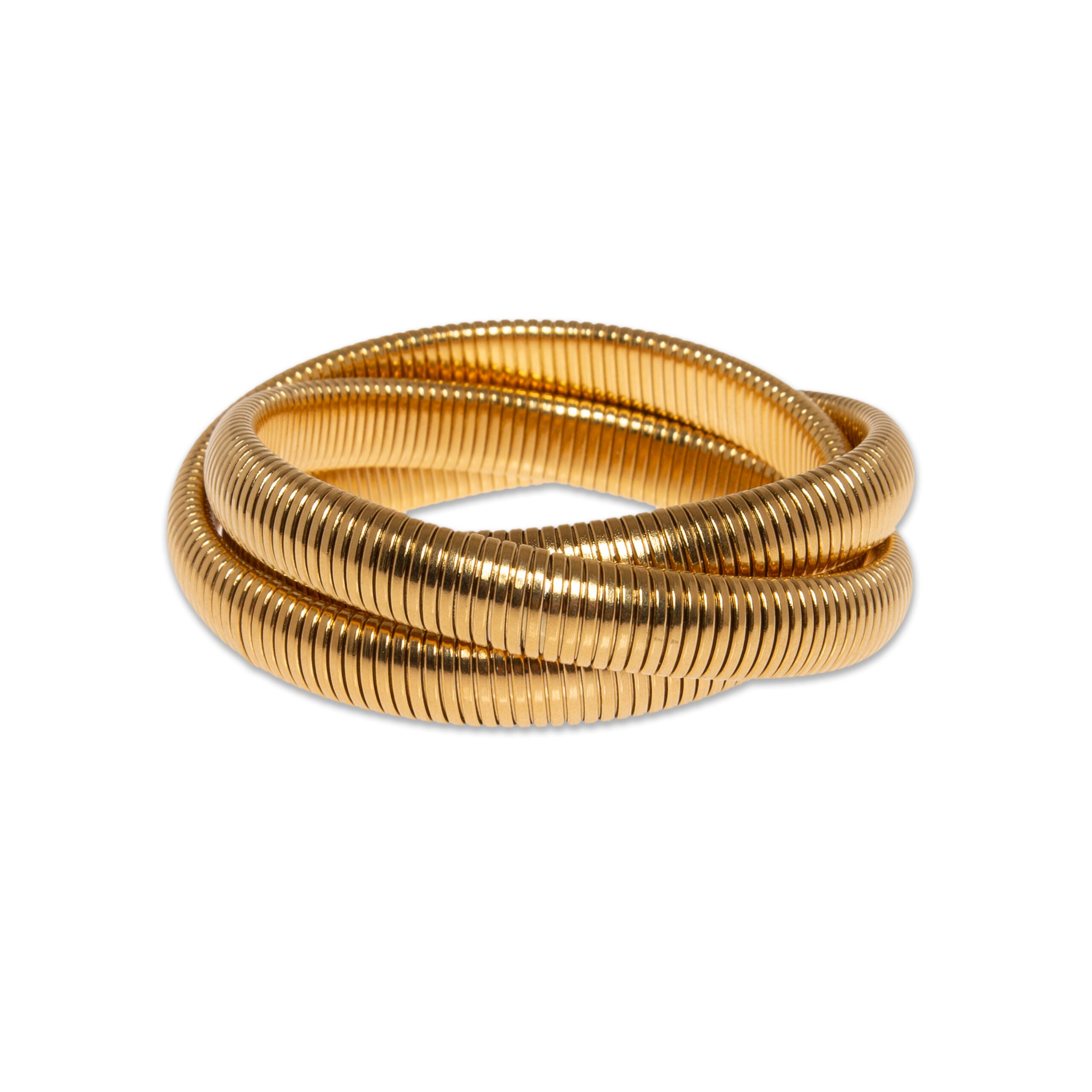 Pulsera triple estriada dorada "Alpes 1" ALIBEY