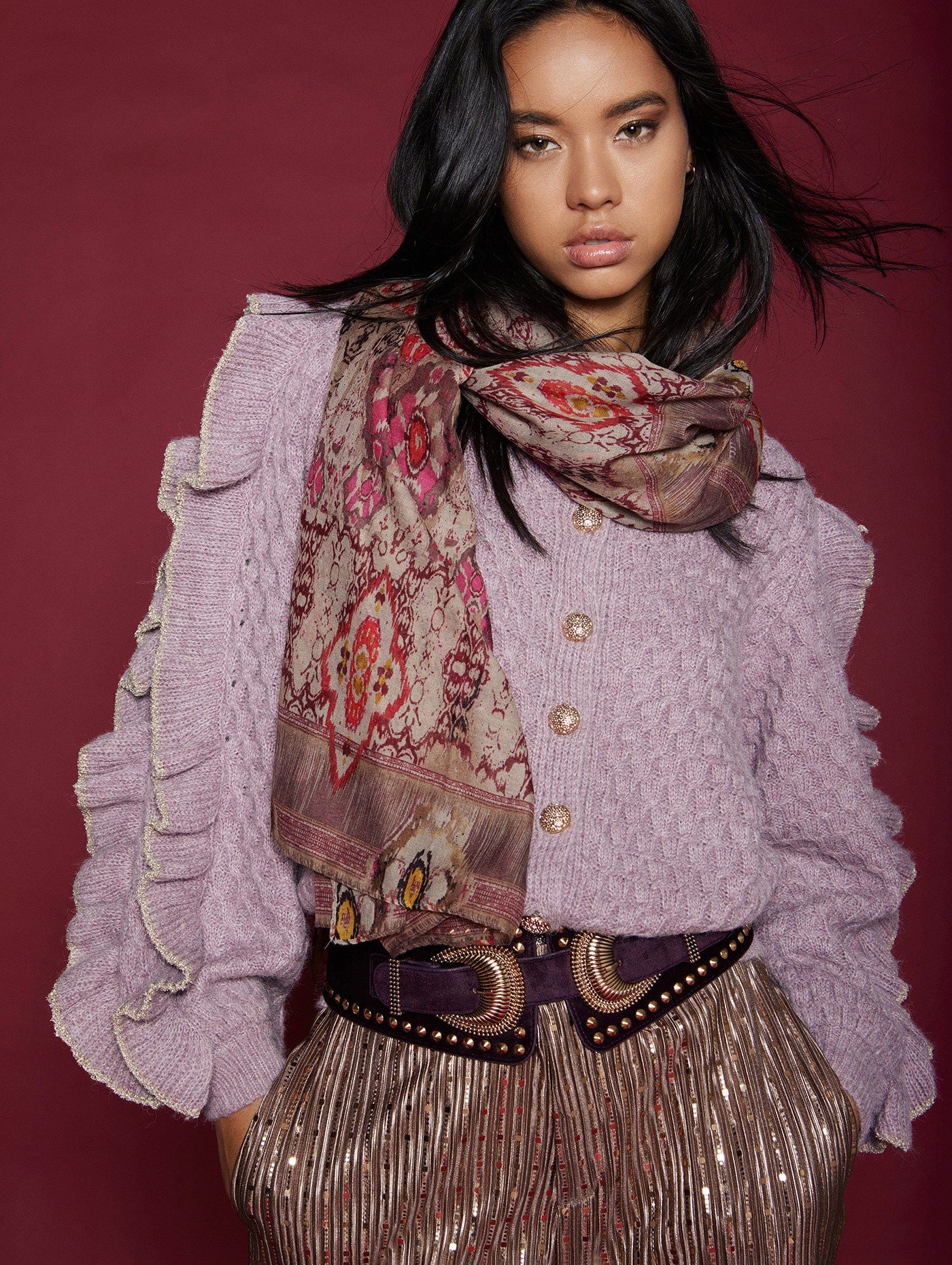 Cinturón fajín de tachas doble hebilla “MEISÏE”