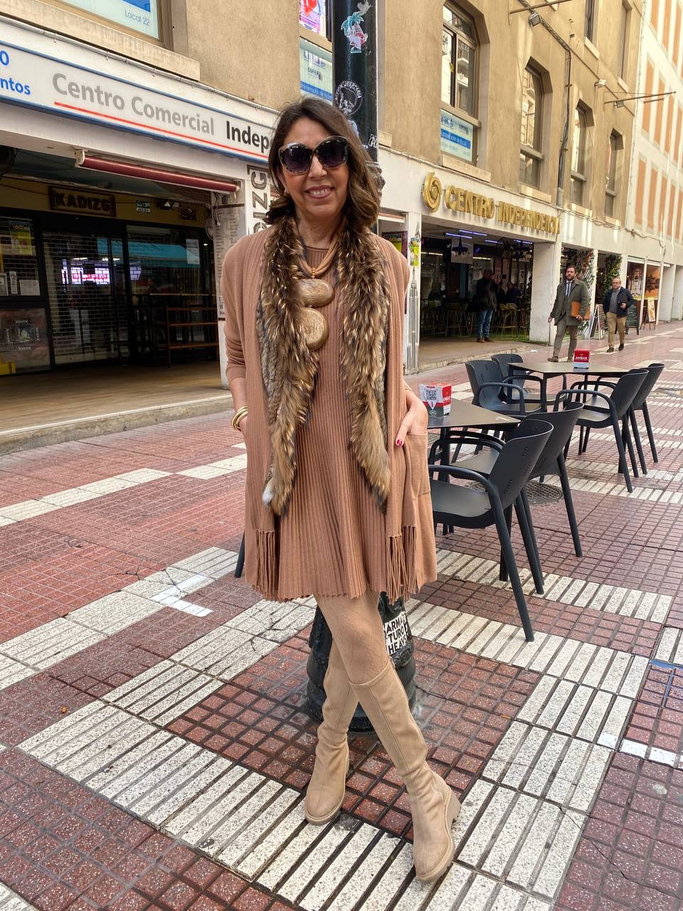 Vestido canalé camel DONDOLA