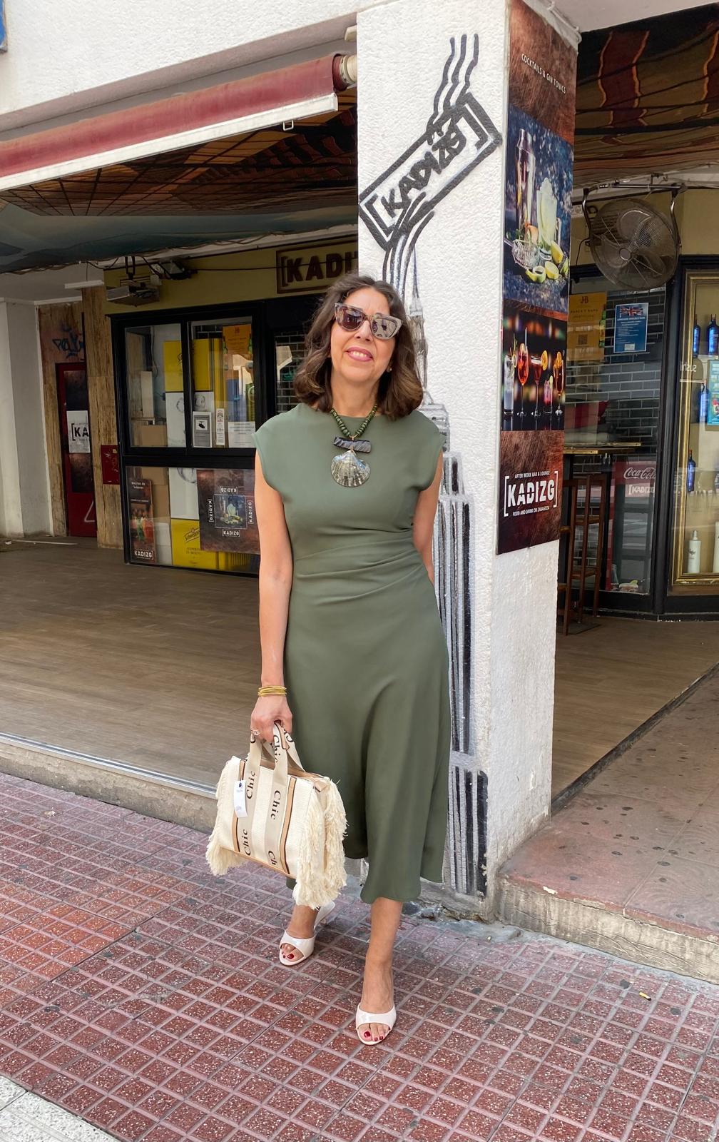 Vestido midi punto roma drapeado cintura DONDOLA