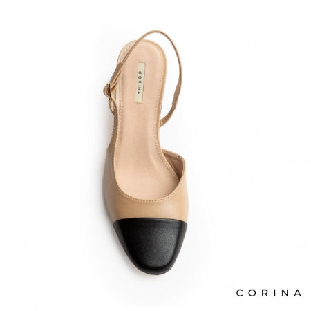 Zapato camel destalonado punta negra CORINA