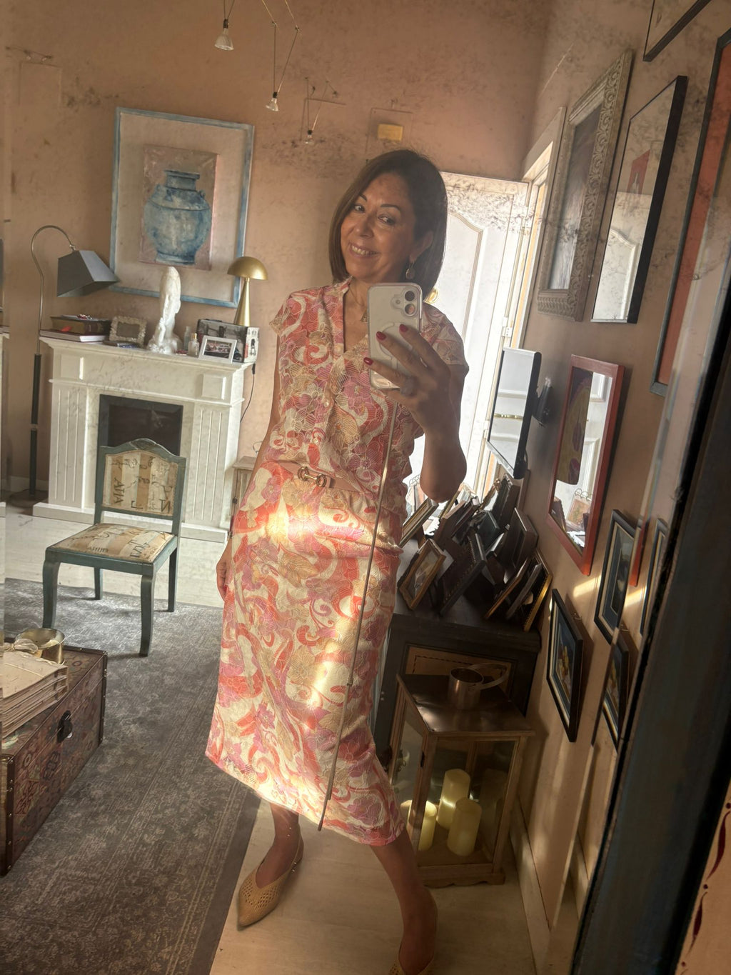 Conjunto camisa y falda efecto encaje DONDOLA