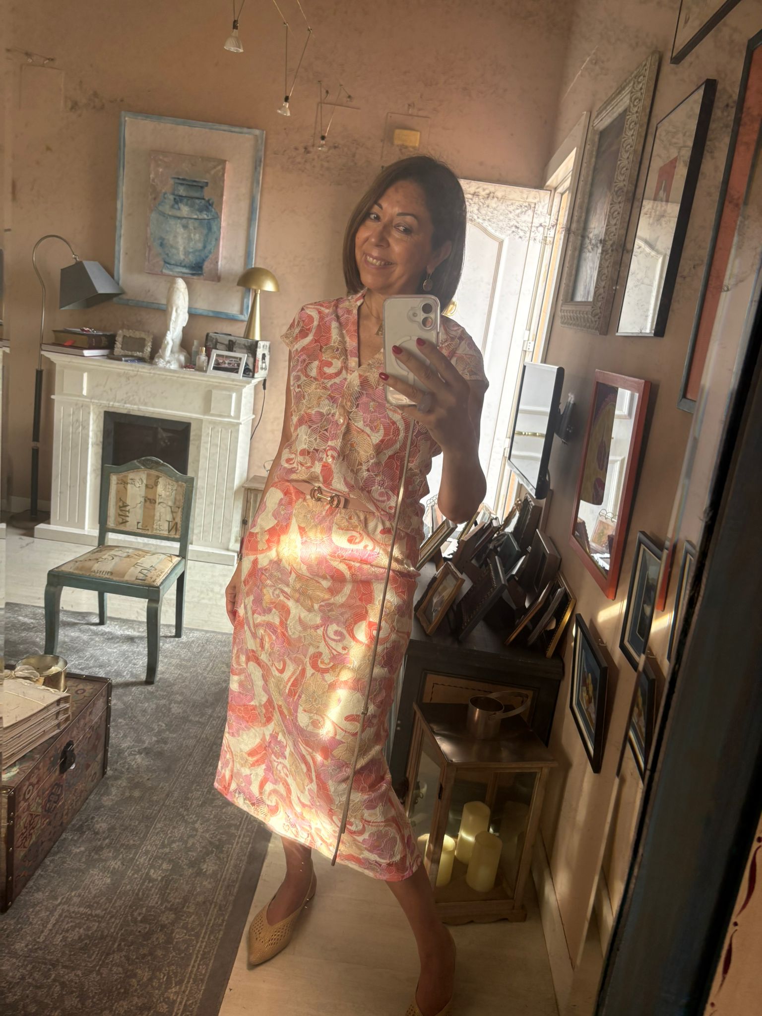 Conjunto camisa y falda efecto encaje DONDOLA