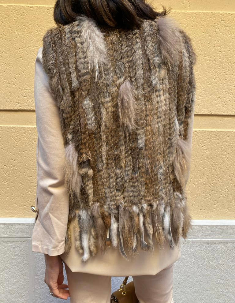 Chaleco pelo natural conejo y zorro DONDOLA