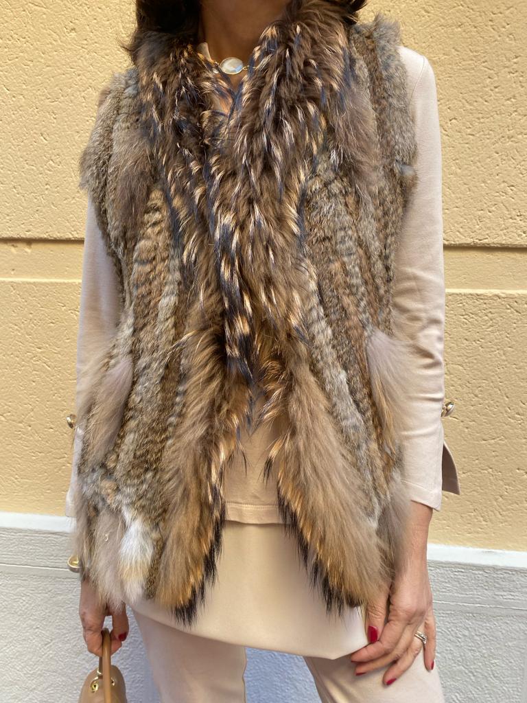 Chaleco pelo natural conejo y zorro DONDOLA