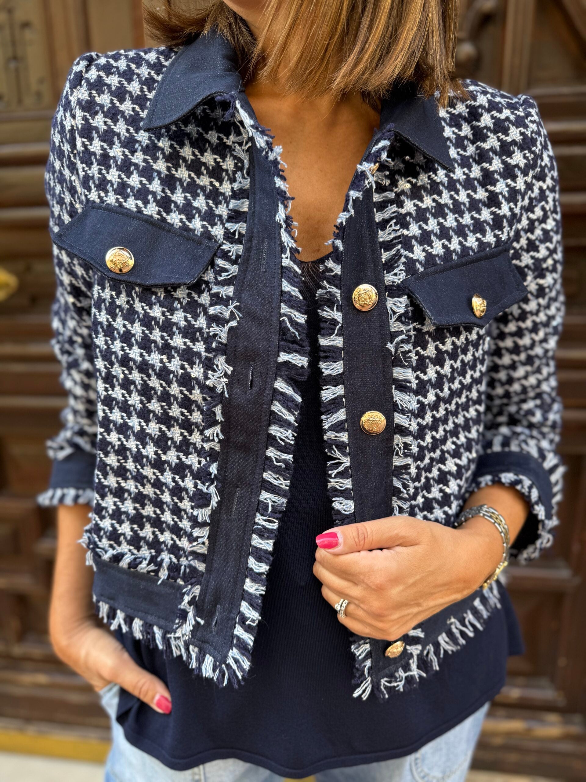 Chaqueta tweed pata de gallo marino DONDOLA