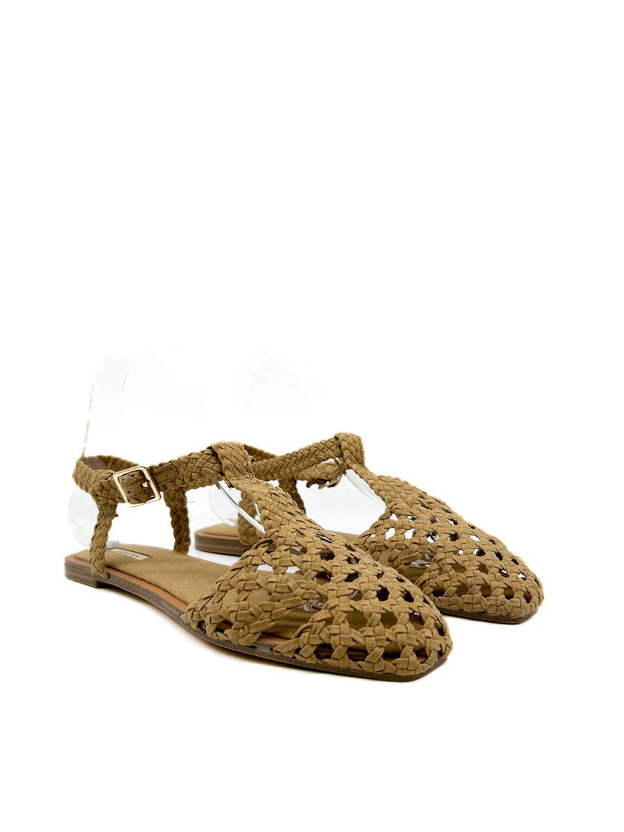 Cangrejera camel destalonada estilo trenzado CORINA