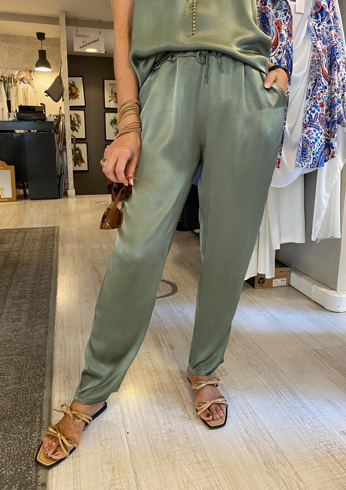 Pantalón satinado elástico cintura DONDOLA