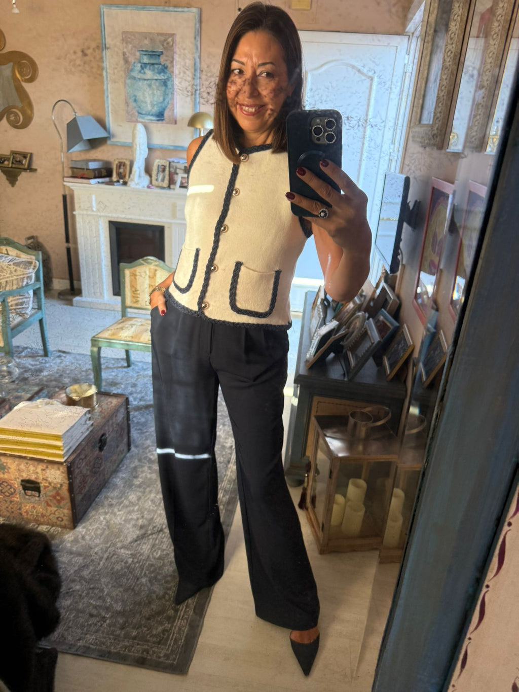 Chaleco punto acabados denim trenzado DONDOLA