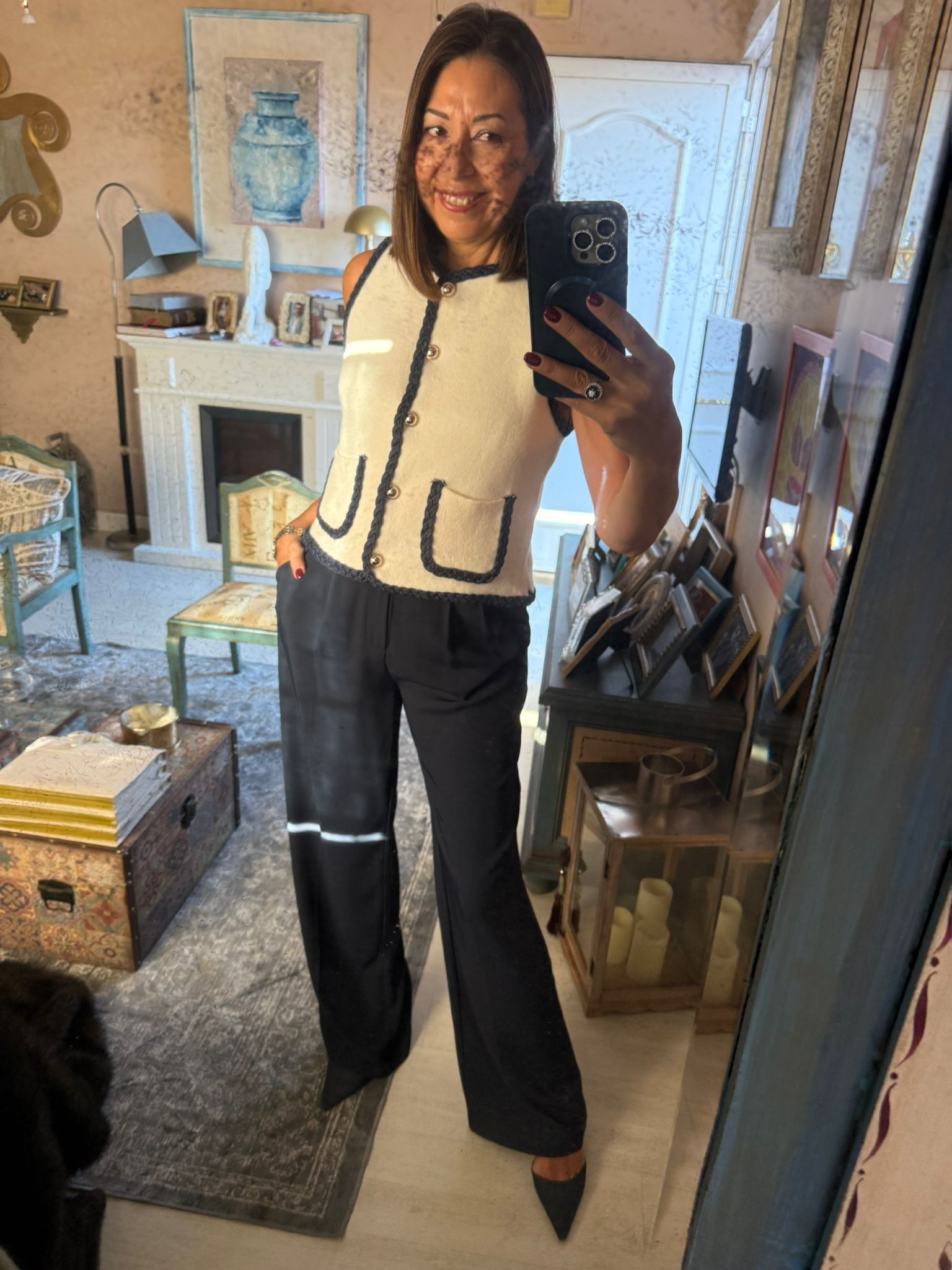 Chaleco punto acabados denim trenzado DONDOLA