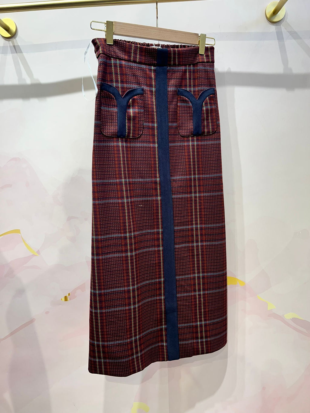 Falda cuadros detalle bolsillos delanteros DONDOLA