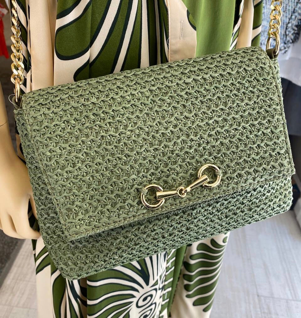 Bolso cartera fibra natural hebilla dorada DONDOLA