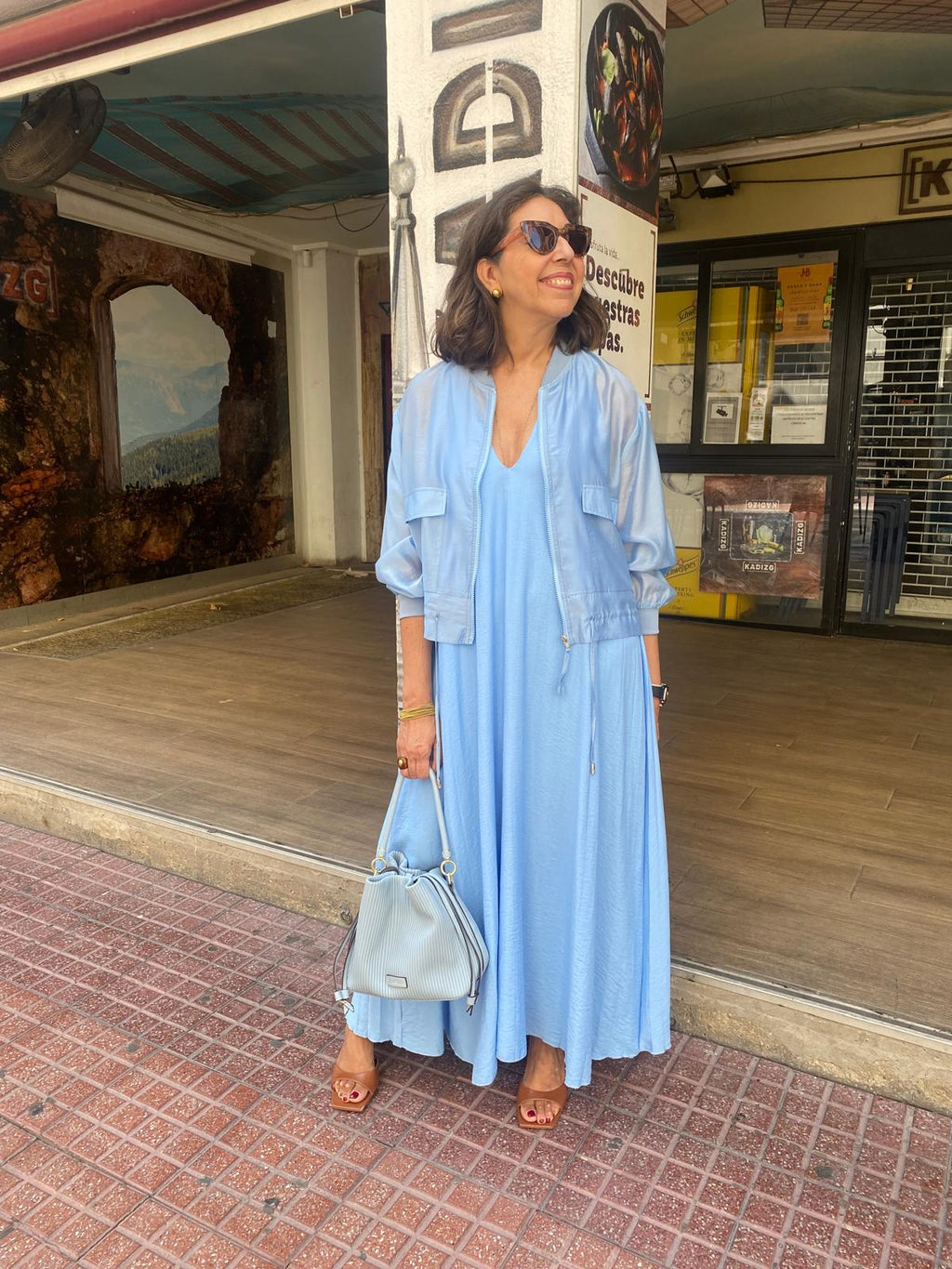 Vestido plisado tirantes con escote pico DONDOLA