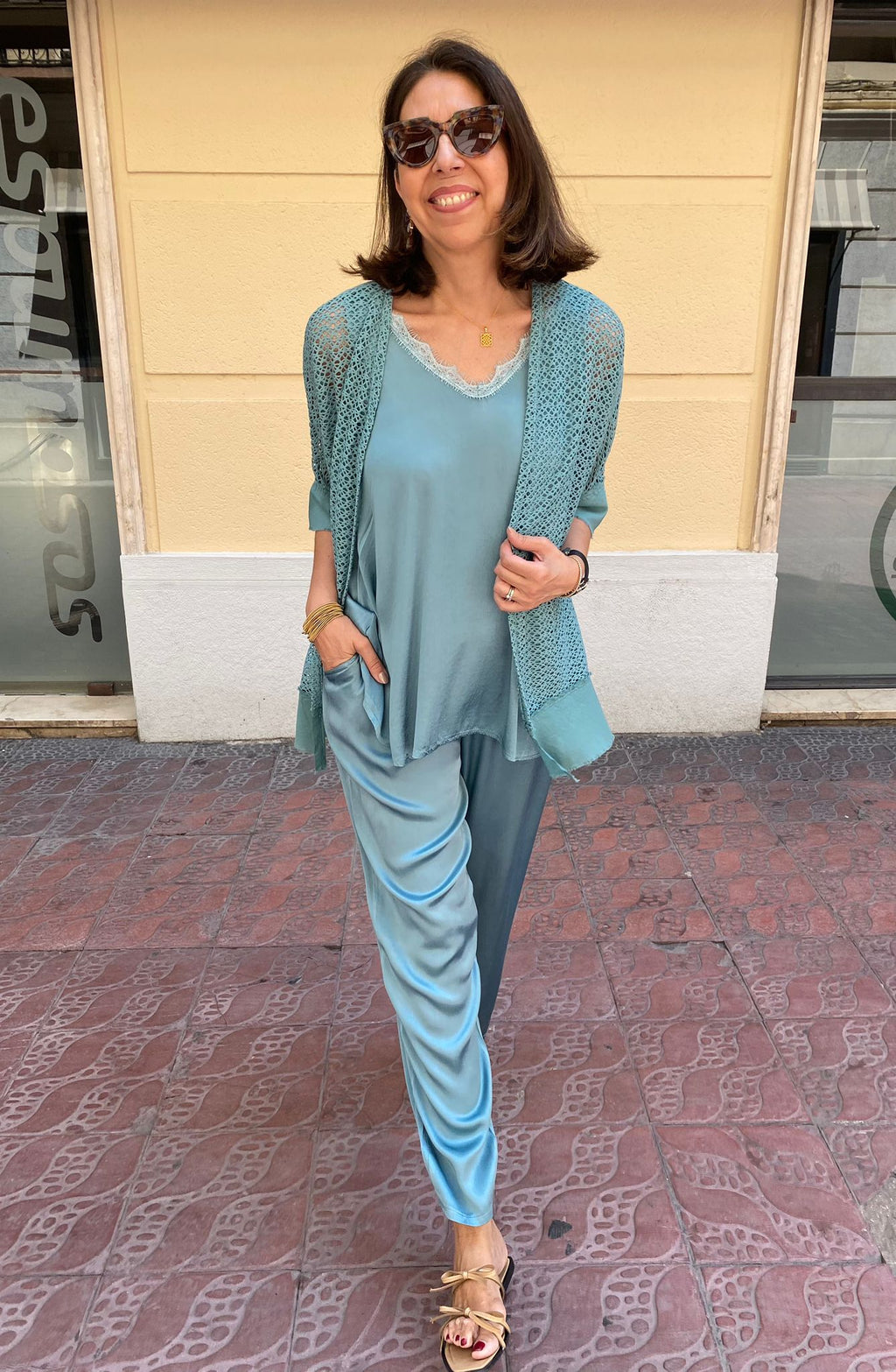 Pantalón satinado elástico cintura DONDOLA