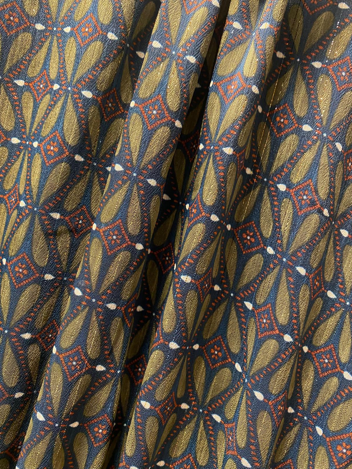 Vestido gasa en kaki lúrex corte bajo pecho DONDOLA