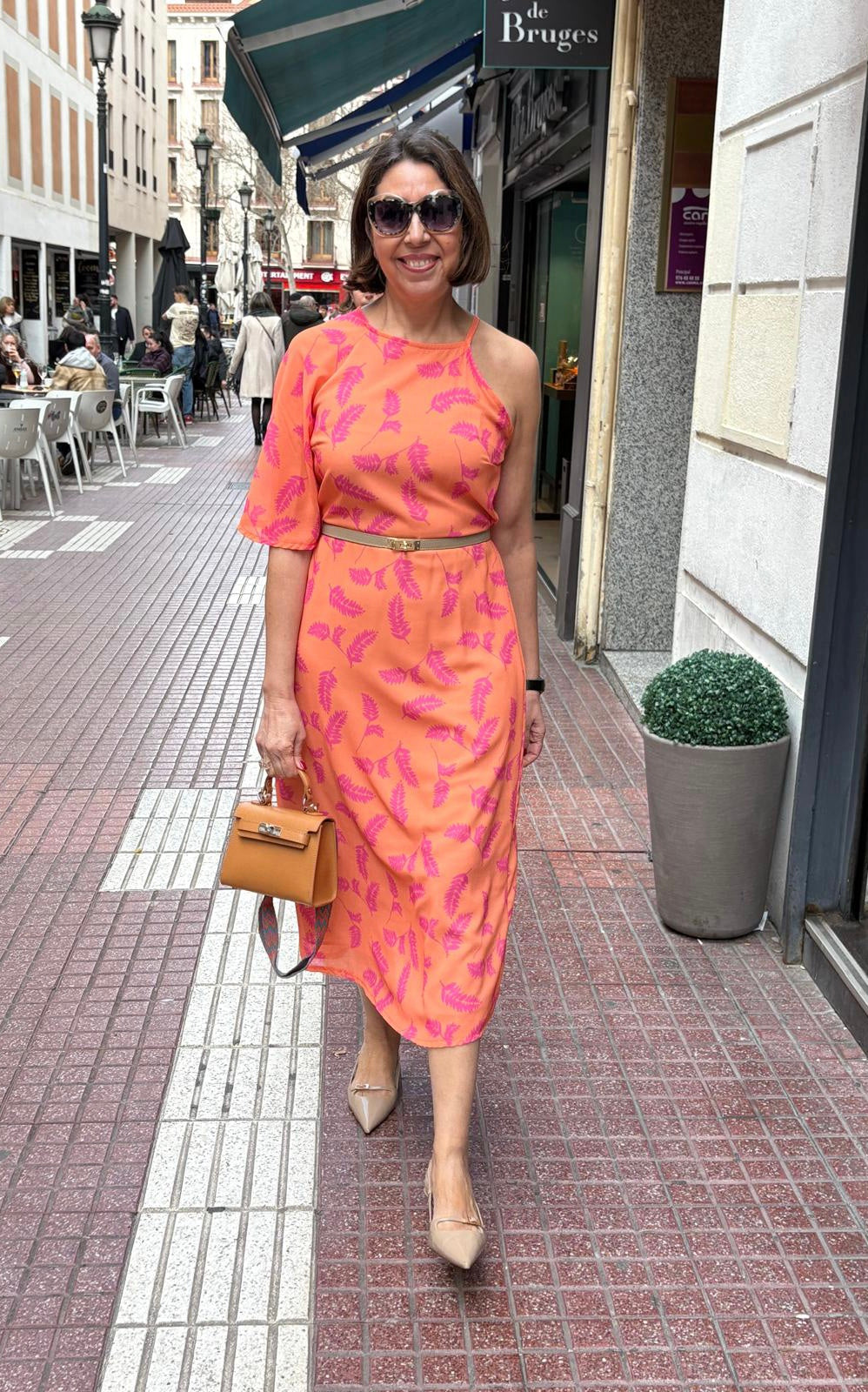 Vestido estampado mangas asimétricas DONDOLA