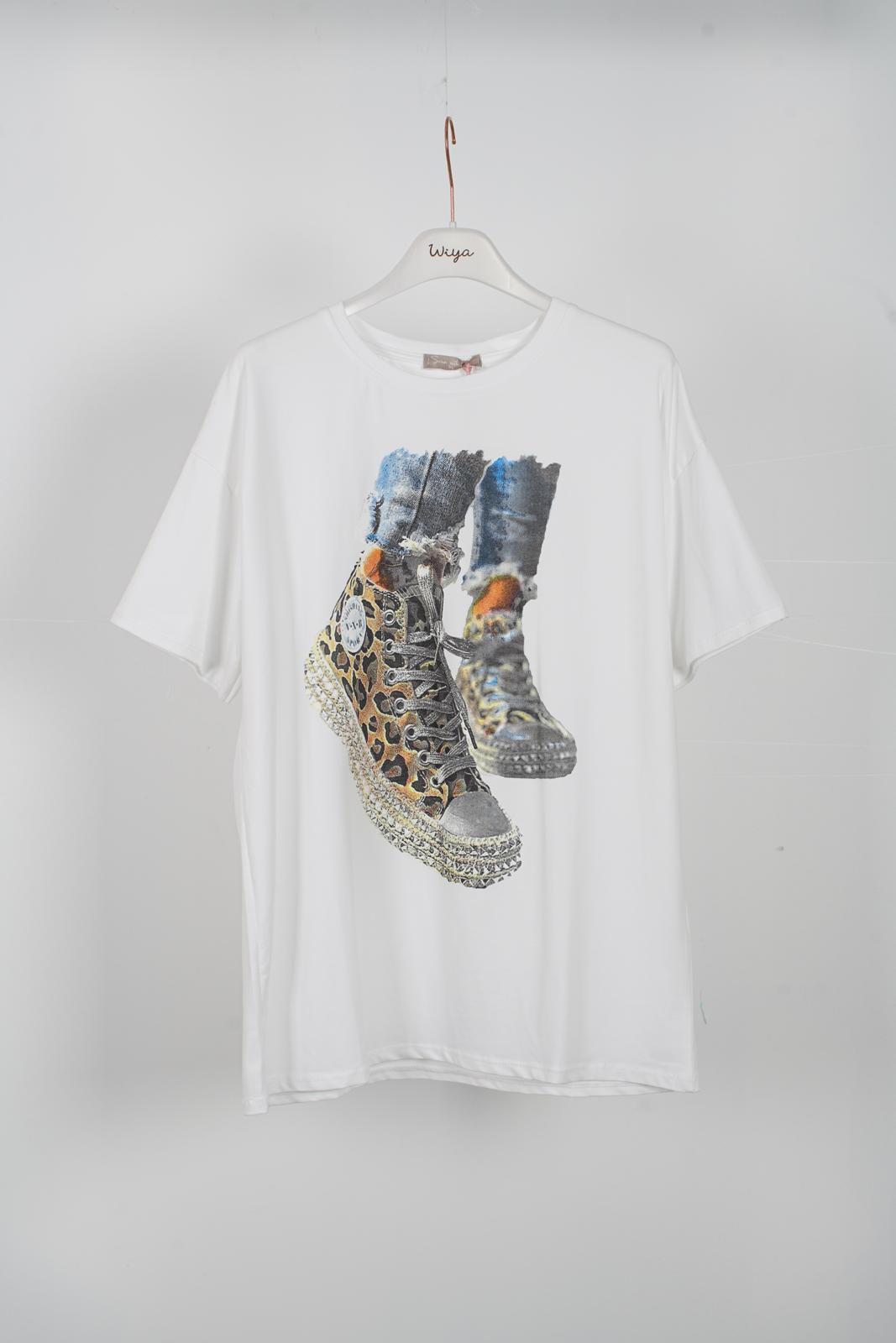 Camiseta algodón zapatillas animal print DONDOLA