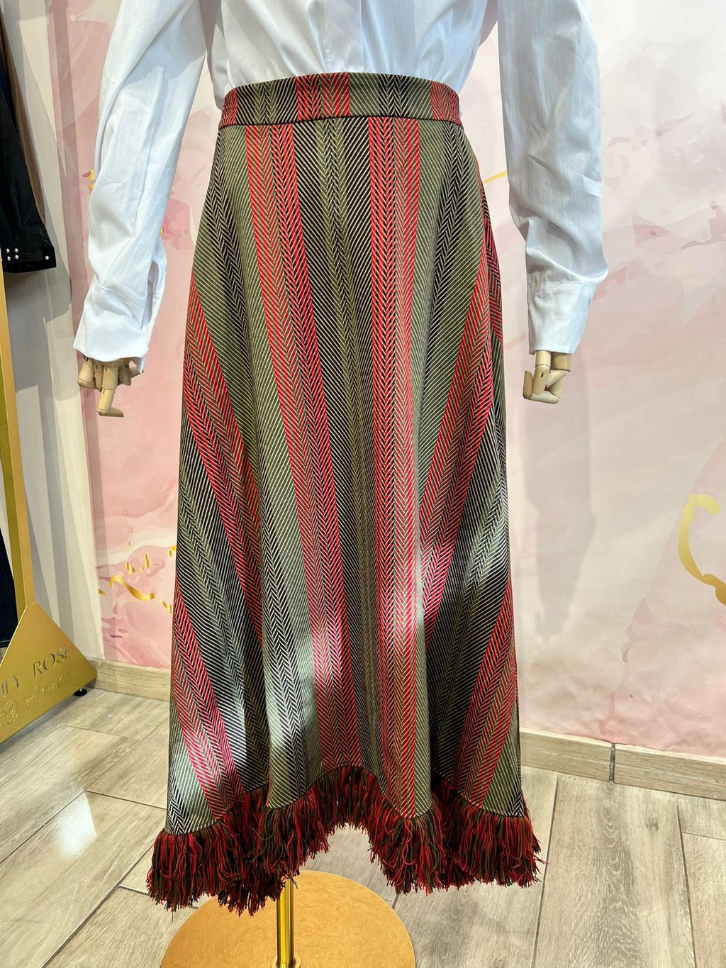 Falda tejido espiga acabado flecos DONDOLA