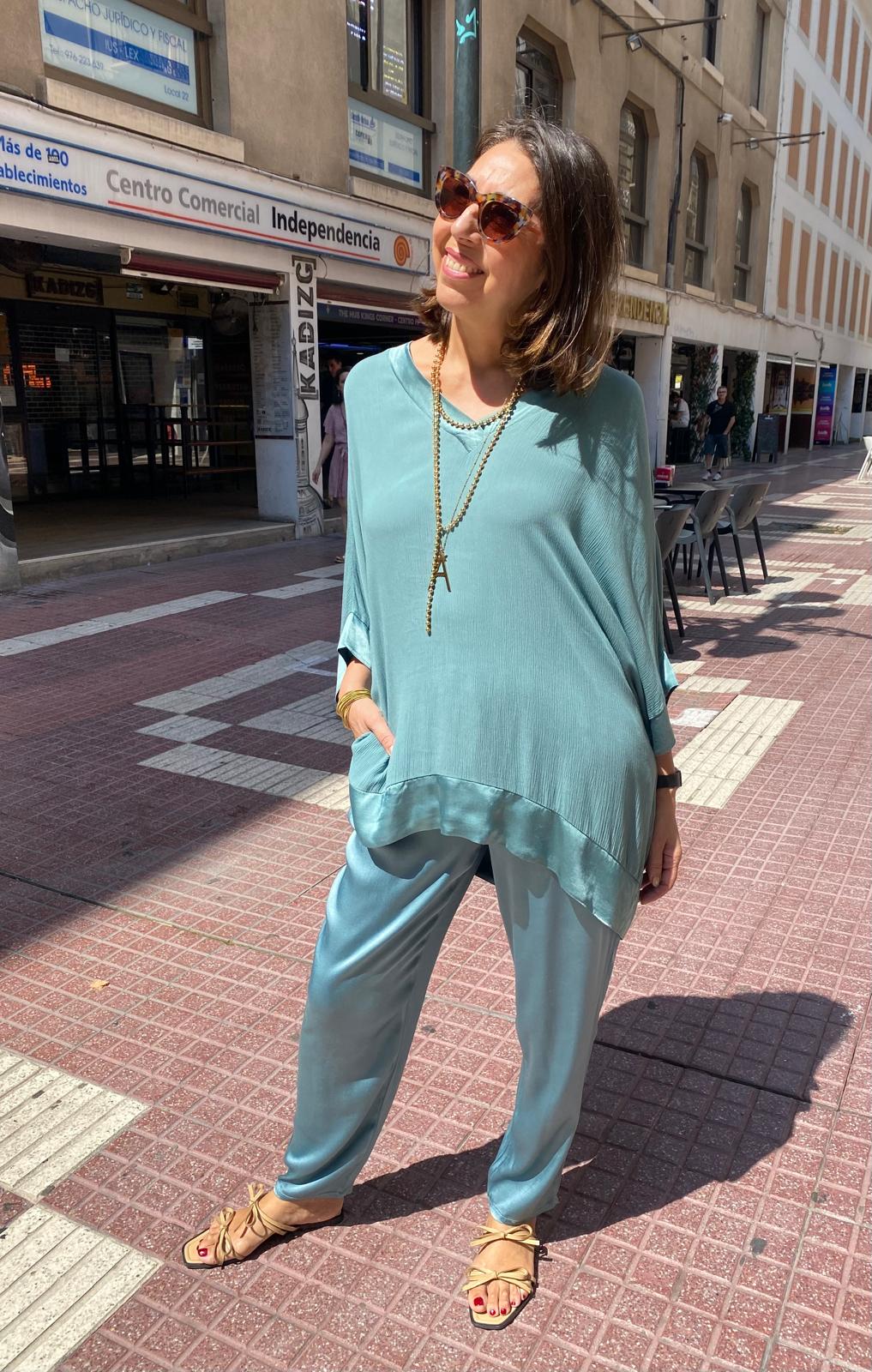 Pantalón satinado elástico cintura DONDOLA