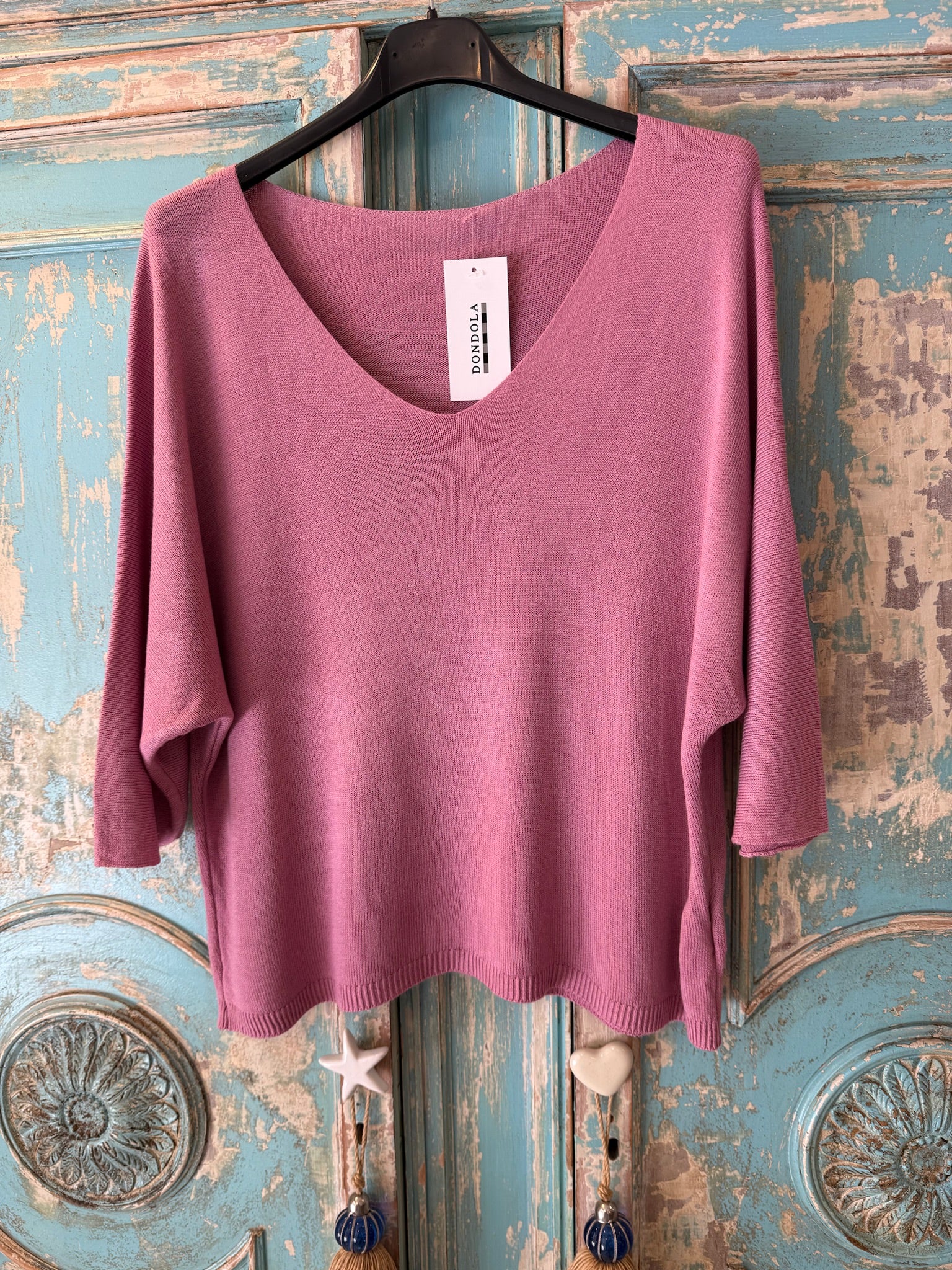 Jersey punto fino escote pico manga 3/4 DONDOLA